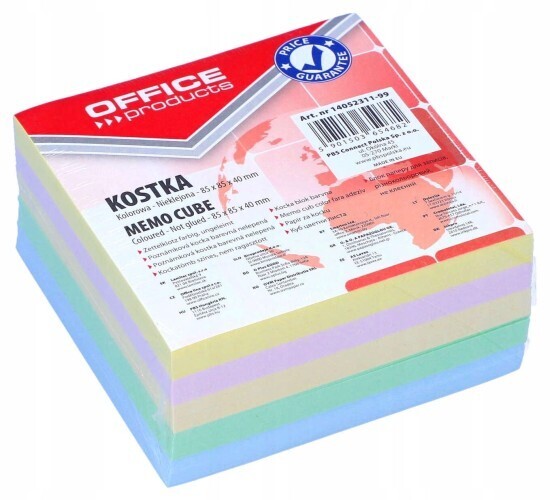 OFFICE PRODUCTS ΚΥΒΟΣ ΧΑΡΤΑΚΙΑ ΣΗΜΕΙΩΣΕΩΝ ΧΡΩΜΑΤΙΣΤΟΣ ΑΚΟΛΛΗΤΟΣ 8,5x8,5cm 400φ 40gr 1405231199