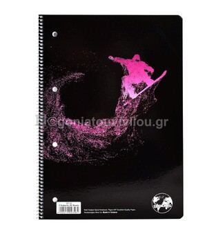 GLOBUS ΤΕΤΡΑΔΙΟ ΣΠΙΡΑΛ A4 (21x29,7cm) 2 ΘΕΜΑΤΩΝ 60φ ΠΕΡΦΟΡΕ ΜΕ ΤΡΥΠΕΣ SPORTS ΜΑΥΡΟ ΜΕ ΡΟΖ ΑΘΛΗΤΗ SP20