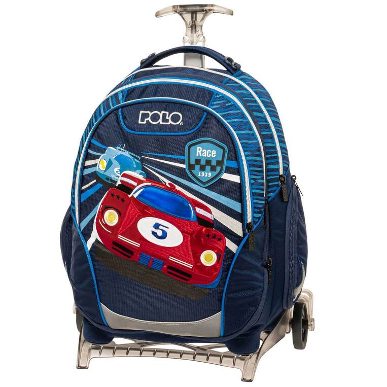 POLO ΣΧΟΛΙΚΗ ΤΣΑΝΤΑ ΣΑΚΙΔΙΟ TROLLEY ΤΡΟΛΕΙ ΔΗΜΟΤΙΚΟΥ BASE FREE REEL RACE CAR 901054 8347