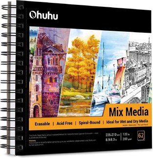 OHUHU SKETCH BOOK ΣΠΙΡΑΛ MIX MEDIA 22,5x21cm 200gr 62φ OHUY448300019