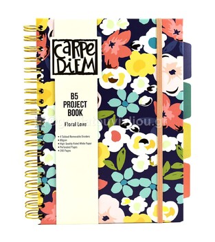 PUKKA PAD ΤΕΤΡΑΔΙΟ ΣΠΙΡΑΛ 17x25cm 5 ΘΕΜΑΤΩΝ CARPE DIEM FLORAL LOVE ΠΕΡΦΟΡΕ ΜΕ ΛΑΣΤΙΧΟ ΜΠΛΕ ΜΕ ΛΟΥΛΟΥΔΙΑ 100φ 9033NFCD
