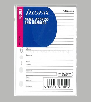 FILOFAX POCKET (08.1x12cm) ΑΝΤΑΛΛΑΚΤΙΚΟ NAME ADDRESS AND NUMBERS (ΕΥΡΕΤΗΡΙΟ ΟΝΟΜΑΤΩΝ ΚΑΙ ΔΙΕΥΘΥΝΣΕΩΝ) 210201